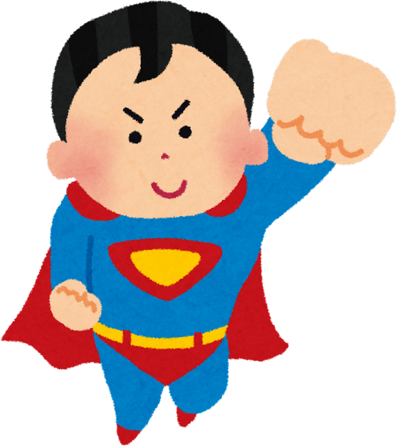 Illustration of a Superhero in a Red and Blue Costume with a Smiling Expression